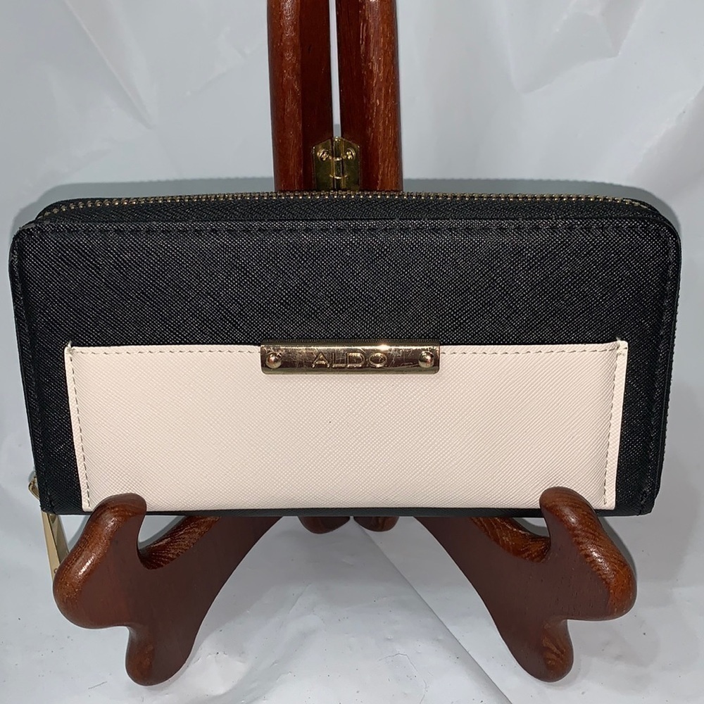 ALDO Black and white faux leather wallet